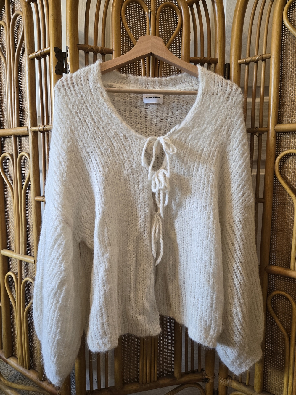 Atelier Delphine Cora Cozy Ivory Alpaca Merino Open Cardigan